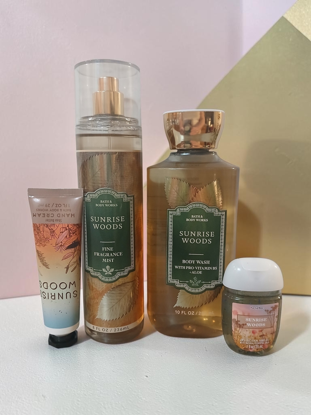 Bath & Body Works Sunrise Woods Set - Green, Gold, Amber